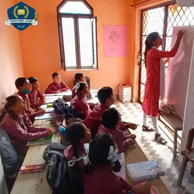 A classroom at Adarsh Model School, Pauri.