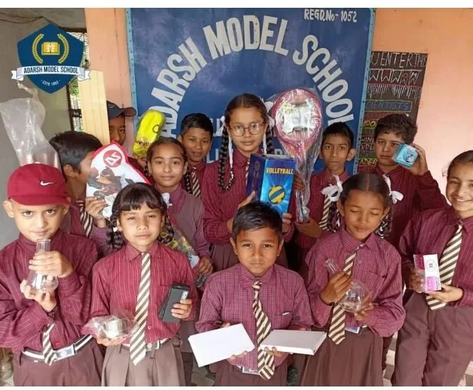 Students at Adarsh Model School, Pauri.